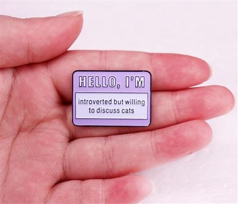zhanghaoran Hello I'm Introverted But Willing To Discuss Cat Brooch Katie Lover Enamel Pin Badge Fun English Enamel Pin Clothing Decorative Accessory Jewelry Gift for Friends in Kuwait