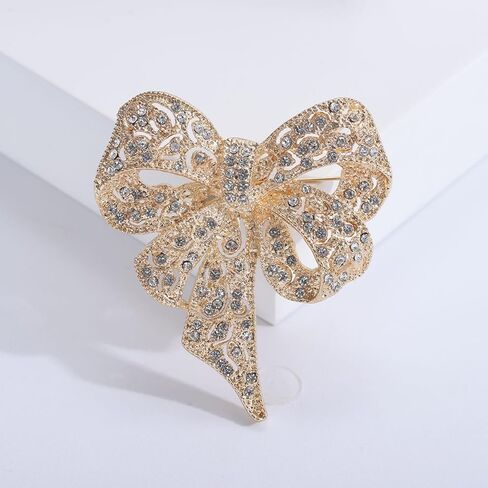 خمر حجر الراين القوس بروش للنساء حساسة كريستال كبير Bowknot دبوس تألق طية صدر السترة دبوس الشريط القوس بروش شارة الملابس التبعي عيد ميلاد عيد الميلاد مجوهرات هدية in Kuwait