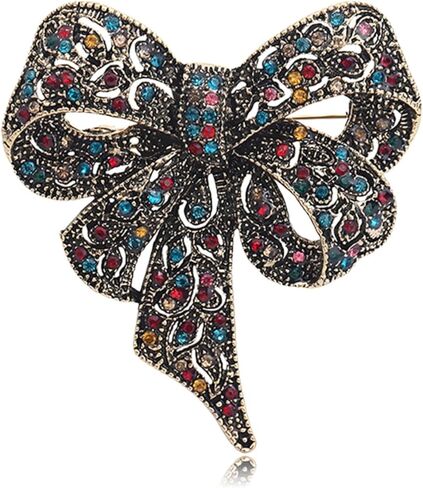خمر حجر الراين القوس بروش للنساء حساسة كريستال كبير Bowknot دبوس تألق طية صدر السترة دبوس الشريط القوس بروش شارة الملابس التبعي عيد ميلاد عيد الميلاد مجوهرات هدية in Kuwait