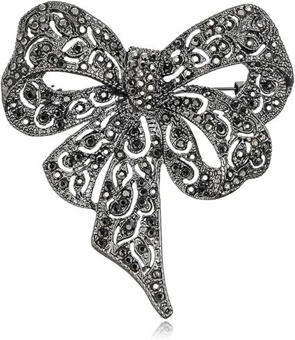 خمر حجر الراين القوس بروش للنساء حساسة كريستال كبير Bowknot دبوس تألق طية صدر السترة دبوس الشريط القوس بروش شارة الملابس التبعي عيد ميلاد عيد الميلاد مجوهرات هدية in Kuwait