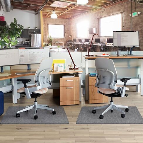 قطعتان من سجادة كرسي المكتب، مقاس 55x35 بوصة، سجادة مكتب، واقي أرضية مضاد للانزلاق للمكتب المنزلي، رمادي فاتح من Placoot in Kuwait