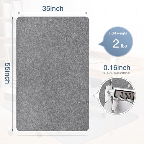 قطعتان من سجادة كرسي المكتب، مقاس 55x35 بوصة، سجادة مكتب، واقي أرضية مضاد للانزلاق للمكتب المنزلي، رمادي فاتح من Placoot in Kuwait