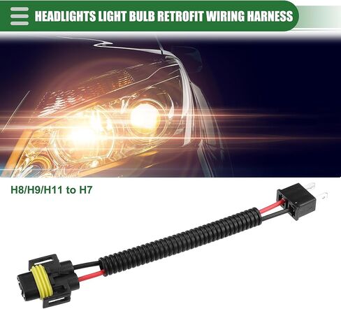 Motoforti Universal Car Headlights Light Bulb Wiring, Exchange Connector Male Female Socket Adapter, H8/H9/H11 to H7, Durable, Plastic, Black in Saudi Arabia
