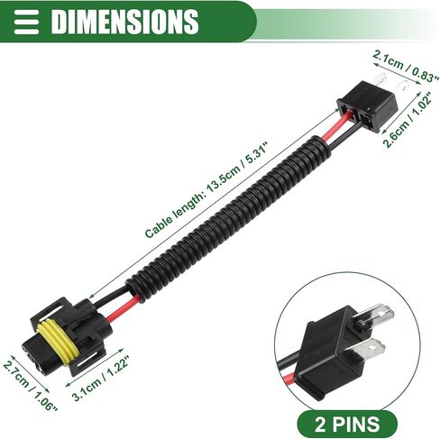 Motoforti Universal Car Headlights Light Bulb Wiring, Exchange Connector Male Female Socket Adapter, H8/H9/H11 to H7, Durable, Plastic, Black in Saudi Arabia