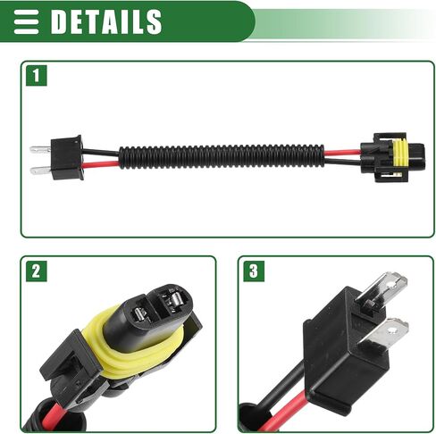 Motoforti Universal Car Headlights Light Bulb Wiring, Exchange Connector Male Female Socket Adapter, H8/H9/H11 to H7, Durable, Plastic, Black in Saudi Arabia