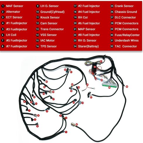 4L60E DBW Standalone Wiring Harness Compatible with GM LS1 Vortec Engine 4.8 5.3 6.0 L 1997-2004 Green/Blue PCM LS Swap Engine Harness Stand Alone Wire Harness Drive by Wire in Kuwait