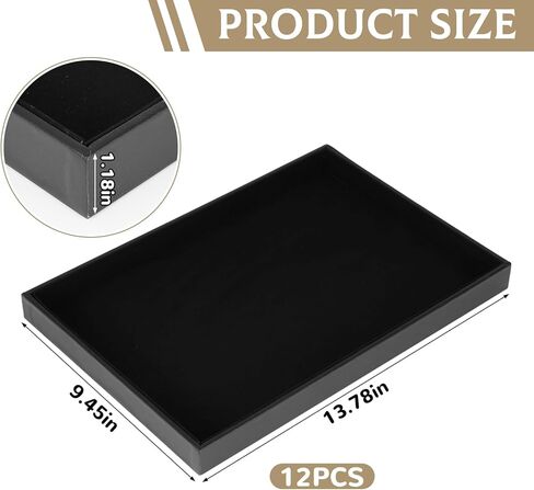 12 Pcs Velvet Stackable Jewelry Tray Showcase Display, Jewelry Organizer Trays for Drawers and Countertop, Black Empty Plates for Necklace, Ring, Bracelet, and Earring Storage Display in Saudi Arabia