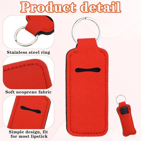 36 Pieces Lipstick Keychain Holder Lip Balm Holder Keychains Neoprene Lipstick Holders with 36 Pieces Metal Clip Cords for Purse Backpack in Kuwait