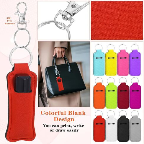 36 Pieces Lipstick Keychain Holder Lip Balm Holder Keychains Neoprene Lipstick Holders with 36 Pieces Metal Clip Cords for Purse Backpack in Kuwait