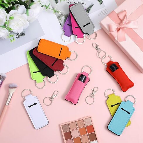 36 Pieces Lipstick Keychain Holder Lip Balm Holder Keychains Neoprene Lipstick Holders with 36 Pieces Metal Clip Cords for Purse Backpack in Kuwait