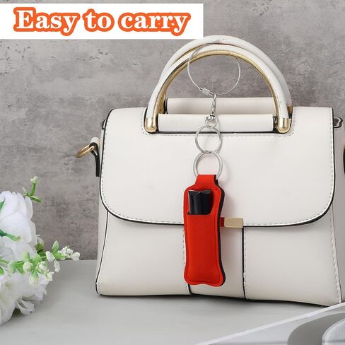 36 Pieces Lipstick Keychain Holder Lip Balm Holder Keychains Neoprene Lipstick Holders with 36 Pieces Metal Clip Cords for Purse Backpack in Kuwait