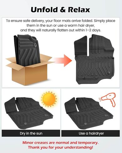 TAPTES Floor Mats for Ford F-150 2015-2026 | All Weather Car Carpet Liner for F 150 Lightning 2022-2025 SuperCrew (Rear w/o Fold Flat Storage) | 1st & 2nd Row Truck Rubber | 3pcs in Kuwait