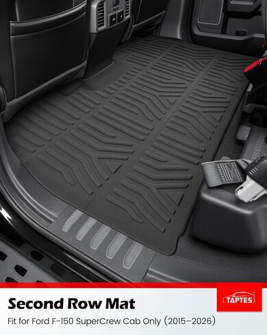 TAPTES Floor Mats for Ford F-150 2015-2026 | All Weather Car Carpet Liner for F 150 Lightning 2022-2025 SuperCrew (Rear w/o Fold Flat Storage) | 1st & 2nd Row Truck Rubber | 3pcs in Kuwait