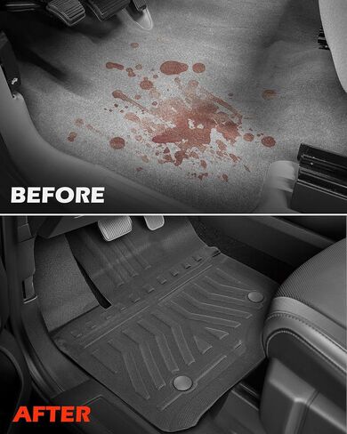 TAPTES Floor Mats for Ford F-150 2015-2026 | All Weather Car Carpet Liner for F 150 Lightning 2022-2025 SuperCrew (Rear w/o Fold Flat Storage) | 1st & 2nd Row Truck Rubber | 3pcs in Kuwait