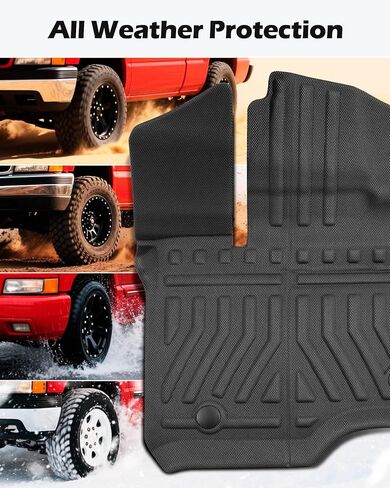 TAPTES Floor Mats for Ford F-150 2015-2026 | All Weather Car Carpet Liner for F 150 Lightning 2022-2025 SuperCrew (Rear w/o Fold Flat Storage) | 1st & 2nd Row Truck Rubber | 3pcs in Kuwait