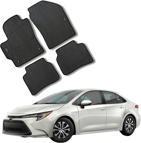 سجادات أرضية ecoMats تناسب جميع الأحوال الجوية لسيارة Toyota Corolla من 2020 إلى 2026، مجموعة أمامية وخلفية، أقفال أمان، ظهر مانع للانزلاق، عديم الرائحة in Kuwait