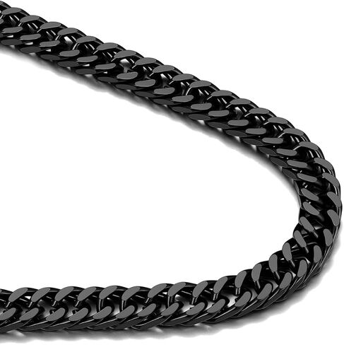 Bandmax 5/7/10/13.5mm Cuban Link Chain for Men, Black/Silver Stainless Steel Mens Chain Necklace, 14K Chunky Gold Necklaces 18-30 inch in Kuwait