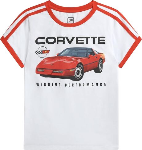 General Motors Women's Graphic Tee - Classic Printed Corvette Chevrolet with Rhinestones Short Sleeve Tee Shirt (Sizes: S-XL) in Kuwait
