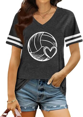 Baseball Shirt Women Baseball Heart Graphic T Shirt Baseball Mom V Neck Shirts Baseball Gifts in Saudi Arabia