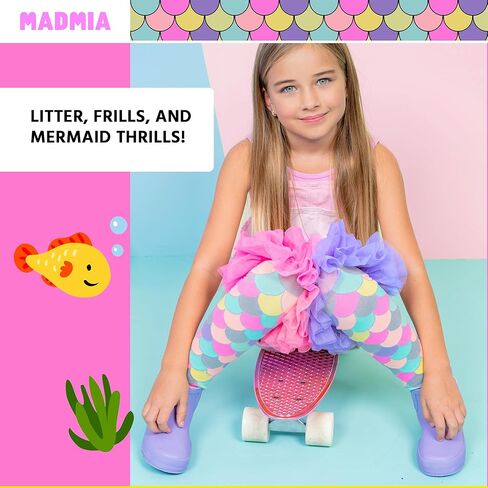 جوارب MADMIA Mermaid Frills بطول الركبة - جوارب ملونة للأطفال والكبار، هدية يوم جورب ممتعة ومجنونة in Kuwait