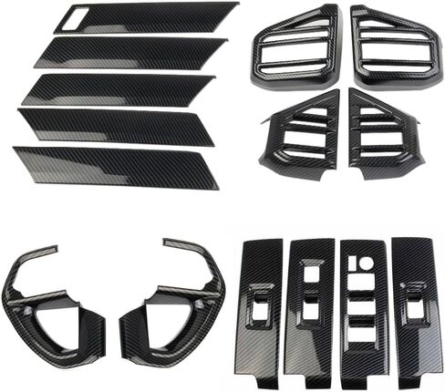 Carbon Fiber Style Center Consoles Gear Shift AC Vent Door Window Switch Panel Cover Trim Accessories Kit for Toyota Tundra 2022-2025 (Kit 2(for 4WD)) in Saudi Arabia