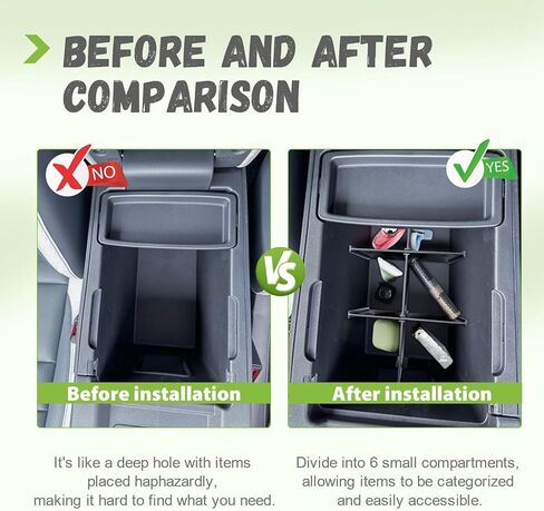 Center Console Organizer Compatible with 2024 2025 Honda Prologue EV Interior Accessories, Armrest Storage Box Insert Tray with 6 Compartment Dividers, Black in Saudi Arabia