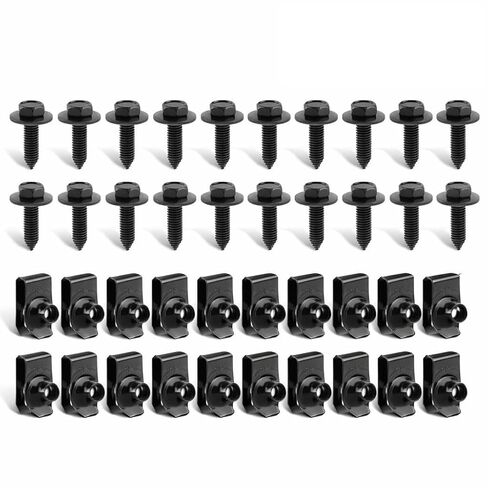 مجموعة 60 قطعة من مسامير الجسم ومشابك صواميل على شكل حرف U مقاس 5/16-18 × 1-3/16 تحل محل 384930-S36، مجموعة أدوات تثبيت معدنية للسيارات مع 30 مسمارًا و30 مشبكًا على شكل حرف U، وحاجز مطلي بالزنك الأسود وأجهزة تثبيت لوحة الجسم in Kuwait