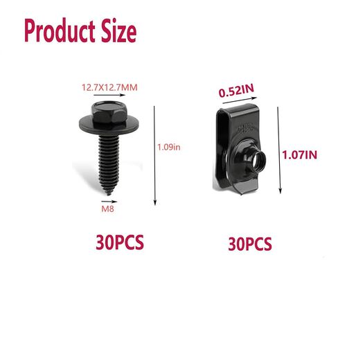مجموعة 60 قطعة من مسامير الجسم ومشابك صواميل على شكل حرف U مقاس 5/16-18 × 1-3/16 تحل محل 384930-S36، مجموعة أدوات تثبيت معدنية للسيارات مع 30 مسمارًا و30 مشبكًا على شكل حرف U، وحاجز مطلي بالزنك الأسود وأجهزة تثبيت لوحة الجسم in Kuwait