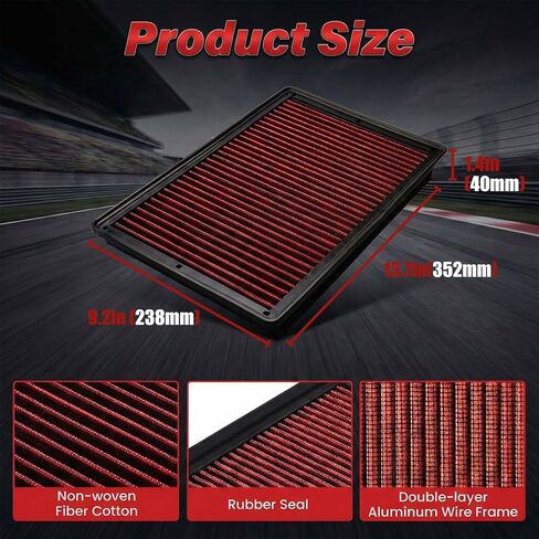 AZIFOK High Flow Engine Air Filter Compatible with Dodge Ram 1500 2500 3500 (2002-2024), Washable & Reusable Performance Replacement Part 33-2247,Compatible with V6 V8 V10 Models,Red in Saudi Arabia