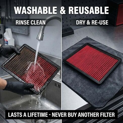 AZIFOK High Flow Engine Air Filter Compatible with Dodge Ram 1500 2500 3500 (2002-2024), Washable & Reusable Performance Replacement Part 33-2247,Compatible with V6 V8 V10 Models,Red in Saudi Arabia