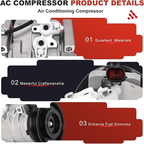 AC Compressor for Dodge Chrysler V6 3.6L 2011-2020|OE Replaces CO 30017C, 98320, 97320, 68084913AA/AB/AC, /H&More|Air Conditioning A/C Compressor&Component Kit|Restores Powerful Cooling in Kuwait
