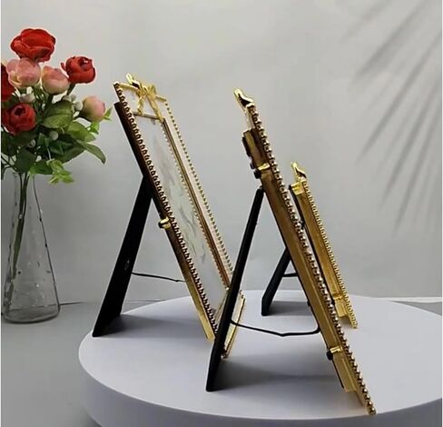 Picture Frame 4x6,Gold Bow Picture frame,Photo Display 4x6, Metal Photo Frame Vertical Tabletop Gold in Kuwait