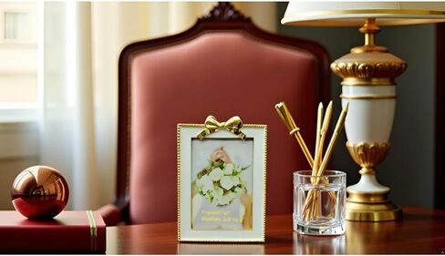 Picture Frame 4x6,Gold Bow Picture frame,Photo Display 4x6, Metal Photo Frame Vertical Tabletop Gold in Kuwait