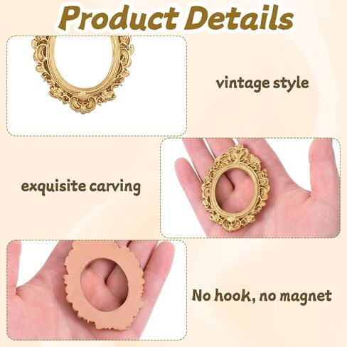 Thinp 8 Pcs Mini Gold Picture Frames, Resin Mini Vintage Frames Antique Miniature Picture Frame Oval Rectangle Resin Photo Frame for DIY Jewelry Display Photo Home Decor (4 Styles) in Saudi Arabia