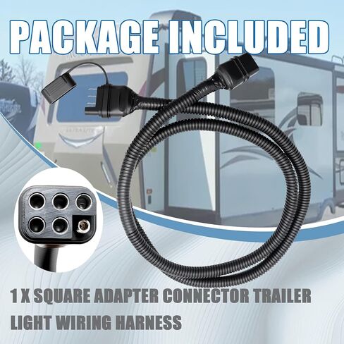 48 بوصة مربع محول موصل مقطورة الأسلاك تسخير الأسلاك 4-Way شقة إلى 6-Way متوافق مع نهر الغابات روكوود دامون الهولندي سكامبر أضعاف أسفل شاحنة المعسكر ومقطورات التخييم in Kuwait