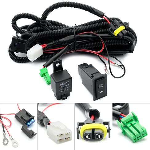H8 H11 880 881 Fog Light Wiring Harness Socket Wire Connector 12V 40A Relay Wire Harness Kit Switch ON/Off for Toyota 4Runner Camry RAV'4 Avalon Corolla Highlander Prius Driving Fog Light in Saudi Arabia