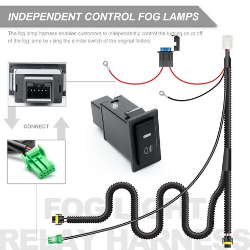 H8 H11 880 881 Fog Light Wiring Harness Socket Wire Connector 12V 40A Relay Wire Harness Kit Switch ON/Off for Toyota 4Runner Camry RAV'4 Avalon Corolla Highlander Prius Driving Fog Light in Saudi Arabia