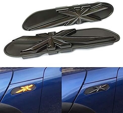 Dynamic Blinking Side Marker LED Lights for Mini Cooper R50 R52 R53, Union Jack, Amble, Sequential Flowing (Center to Both Sides) in Kuwait