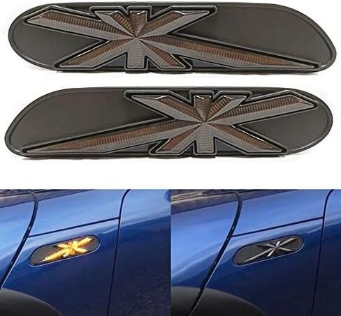 Dynamic Blinking Side Marker LED Lights for Mini Cooper R50 R52 R53, Union Jack, Amble, Sequential Flowing (Center to Both Sides) in Kuwait