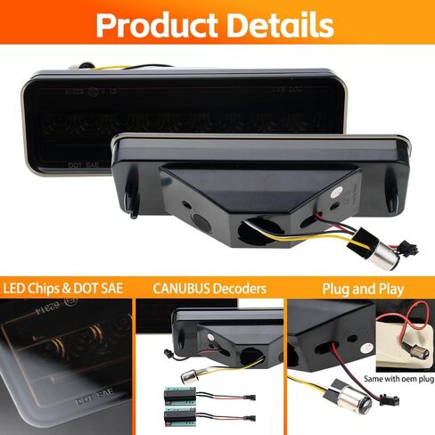 NJSBYL عدسات مدخنة LED أضواء إشارة الانعطاف متوافقة مع F-ord F150 F250 F350 Bronco 1980-1986، F100 1980-1983 المصد الأمامي مصباح زاوية إشارة الانعطاف الأبيض، مصابيح علامة جانبية لوقوف السيارات، إشارات انعطاف كهرمانية in Saudi Arabia