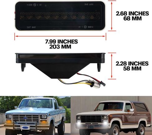 NJSBYL عدسات مدخنة LED أضواء إشارة الانعطاف متوافقة مع F-ord F150 F250 F350 Bronco 1980-1986، F100 1980-1983 المصد الأمامي مصباح زاوية إشارة الانعطاف الأبيض، مصابيح علامة جانبية لوقوف السيارات، إشارات انعطاف كهرمانية in Saudi Arabia
