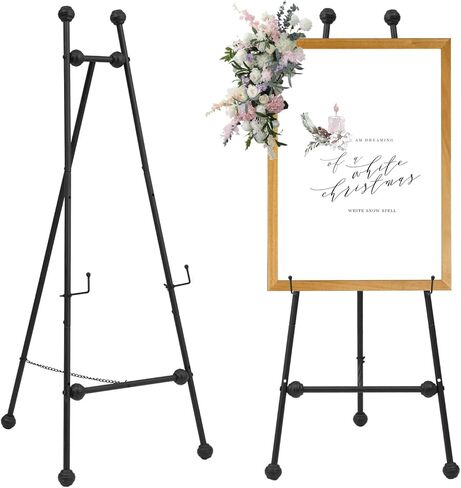 58 Inch Floor Easels for Display Wedding Sign,Iron Adjustable Arts & Crafts Easels,Metal Easel Stand with Chain Support for Mirror(Gold) in Kuwait