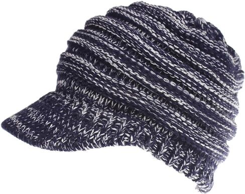 Women Winter Warm Knit Messy High Bun Ponytail Hat Visor Beanie Cap Knitted Baseball Cap in Kuwait
