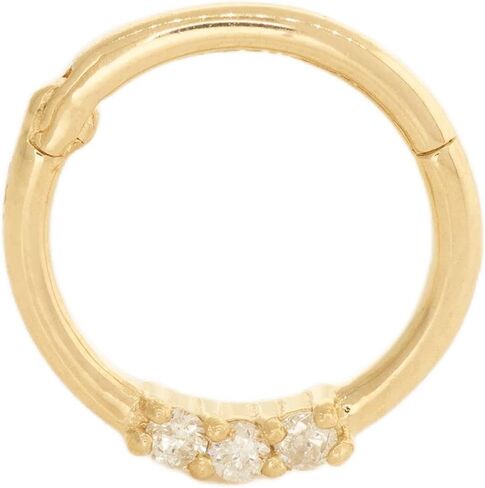 ANYGOLDS 14K Real Solid Gold Diamond Hoop Earring - Elegant Cartilage Daith Helix - Tragus Conch Septum Design - Nose Clicker Ring Piercing Jewelry - 18Gauge - 1 PCS in Kuwait