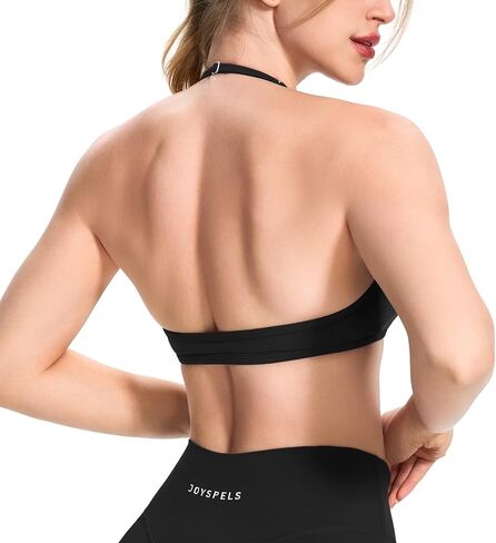 JOYSPELS Halter Sports Bras for Women Open Back Workout Bras Padded Yoga Bra Gym Tops in Kuwait