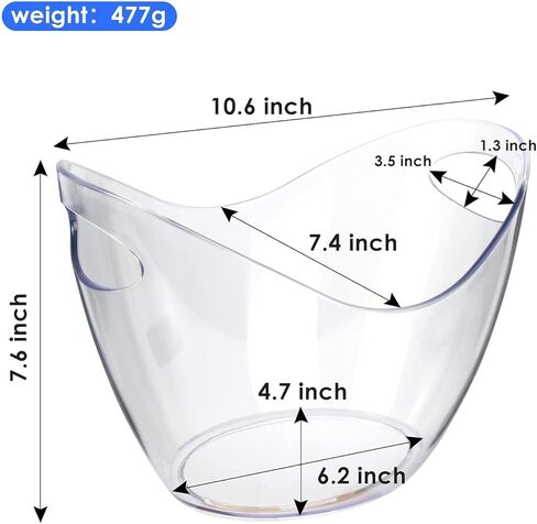 Ice Bucket Wine Bucket，Clear Acrylic 4 Liter Plastic Tub for Drinks and Parties, Food Grade, Perfect for Wine, Champagne or Beer Bottles in Kuwait