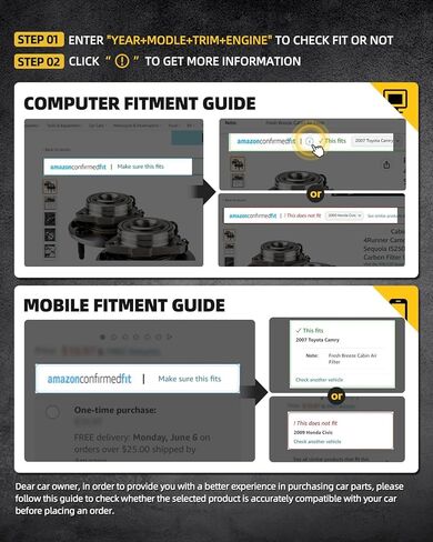 Pair 513265 Wheel Bearing Hub Assembly Fit for Toyota Prius 2004-2009, Non-ABS, 5 Lugs, 2pcs in Kuwait