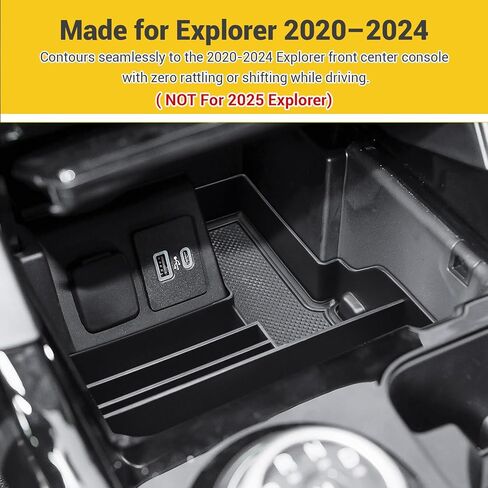 Front Center Console Organizer Insert Tray Compatible with 2020 2021 2022 2023 2024 Ford Explorer Accessories, Custom-fit Middle Console Storage Box with Card Slot (NOT for 2025 Explorer) in Kuwait
