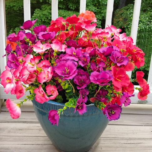 6 Artificial Hibiscus Flowers - UV Resistant Outdoor Silk Plants for Hanging Baskets, Porch & Garden Decor (White) in Kuwait