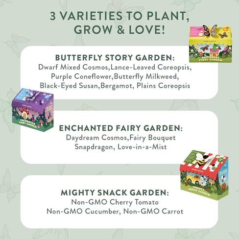 مجموعة من النشاط المخلوقون الحديثة في حديقة مجموعة 3 عبوات ، بداية بذور الحديقة ، حزمة بذور مختلطة الزهرة البرية ، الفراشة ، الخنفساء و Bumblebee in Kuwait